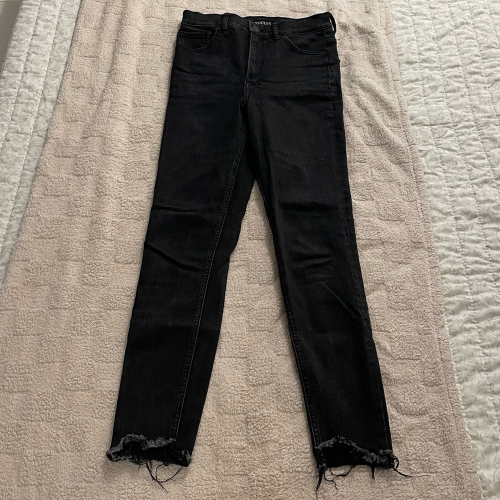 Express Faded Black Denim Jean Ankle Legging Stretch Size 2